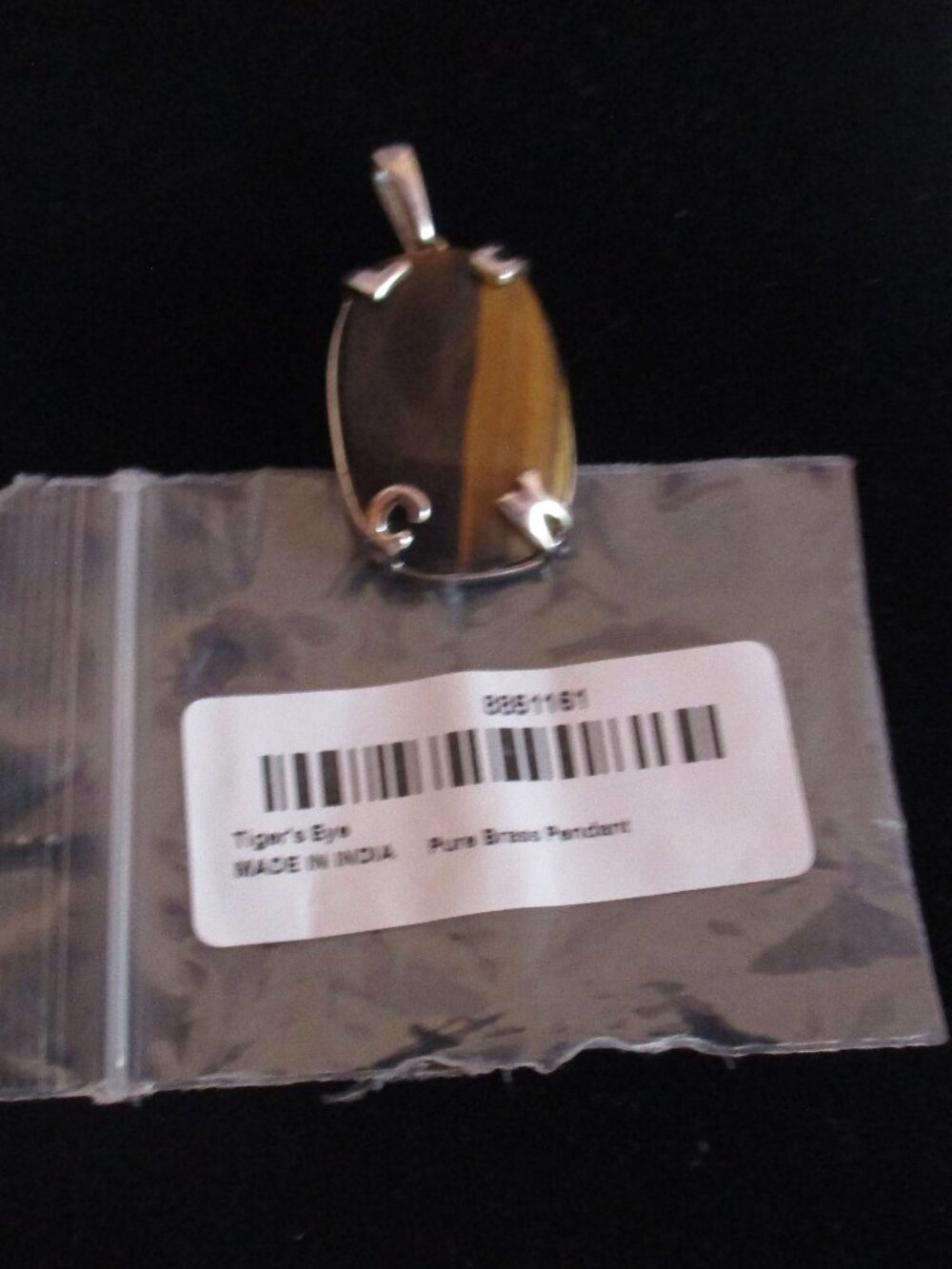 South African Tigers Eye L U C K Pendant Prong in Platinum Bond 34.25 ctw